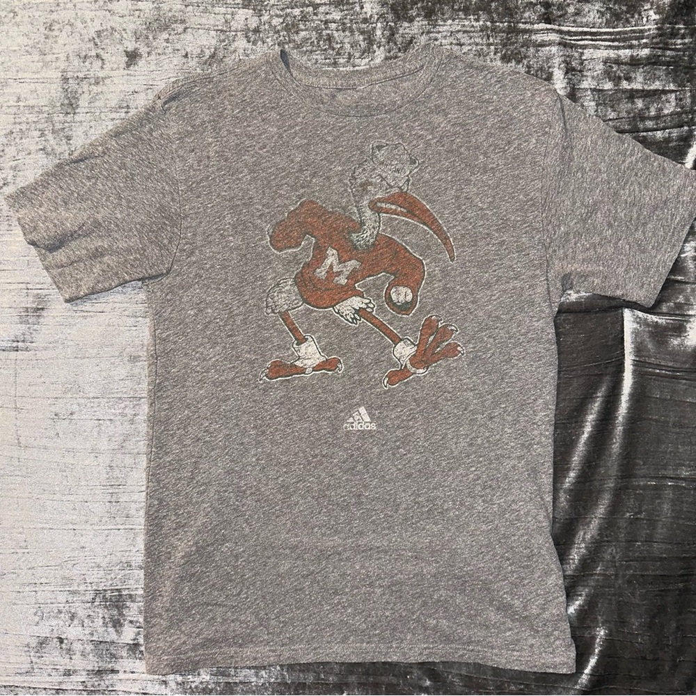 Adidas University of Miami Distressed T Shirt